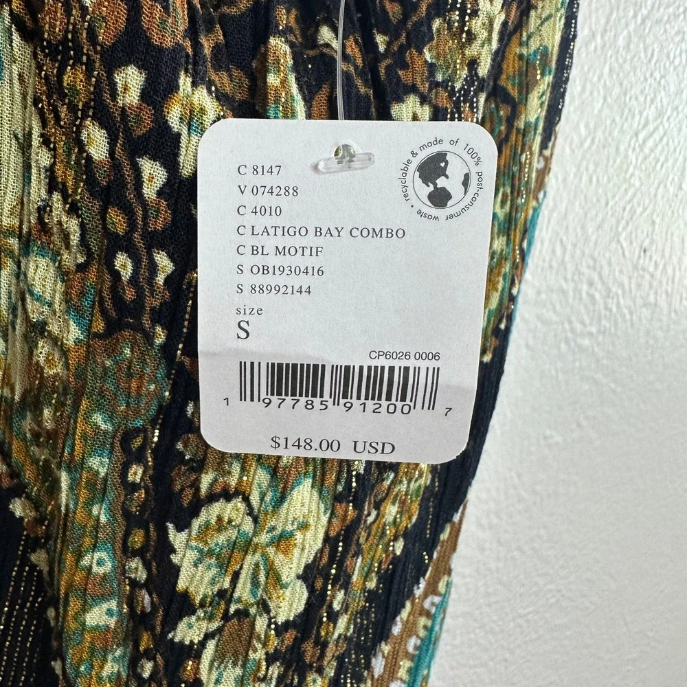 Free People Intimately Latigo Bay Combo Paisley Metallic Maxi Dress Small NEW‎